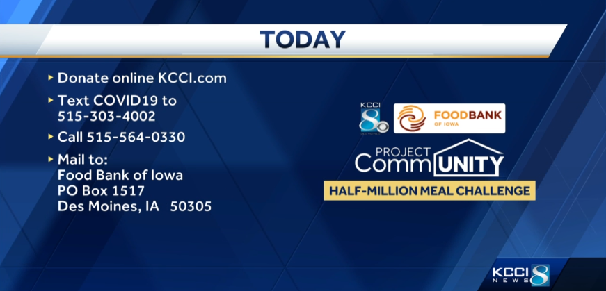 TommieClarkWBAL's tweet image. We're launching our half-million meal challenge! @KCCINews &amp;amp; @FOODBANKIOWA are working together to raise enough funding TODAY for 500,000 meals as the #pandemic hits Iowa food banks hard. There are lots of ways to help. Let's do this! #ProjectCommUNITY