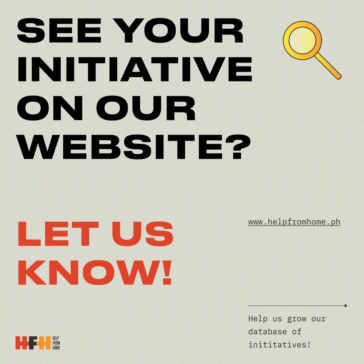 HelpfromhomePH's tweet photo. ‼️NEW INITIATIVES UP‼️ See your initiative on our website? Post a screencap and tag us to encourage other initiatives to join in! 🙌 Growing our database means more ways we can #HelpFromHome! 👍

👉 https://t.co/lTpduHTZyA

#HelpFromHomePH #HFHPH #phcvdonate https://t.co/bpQiuwGWGB