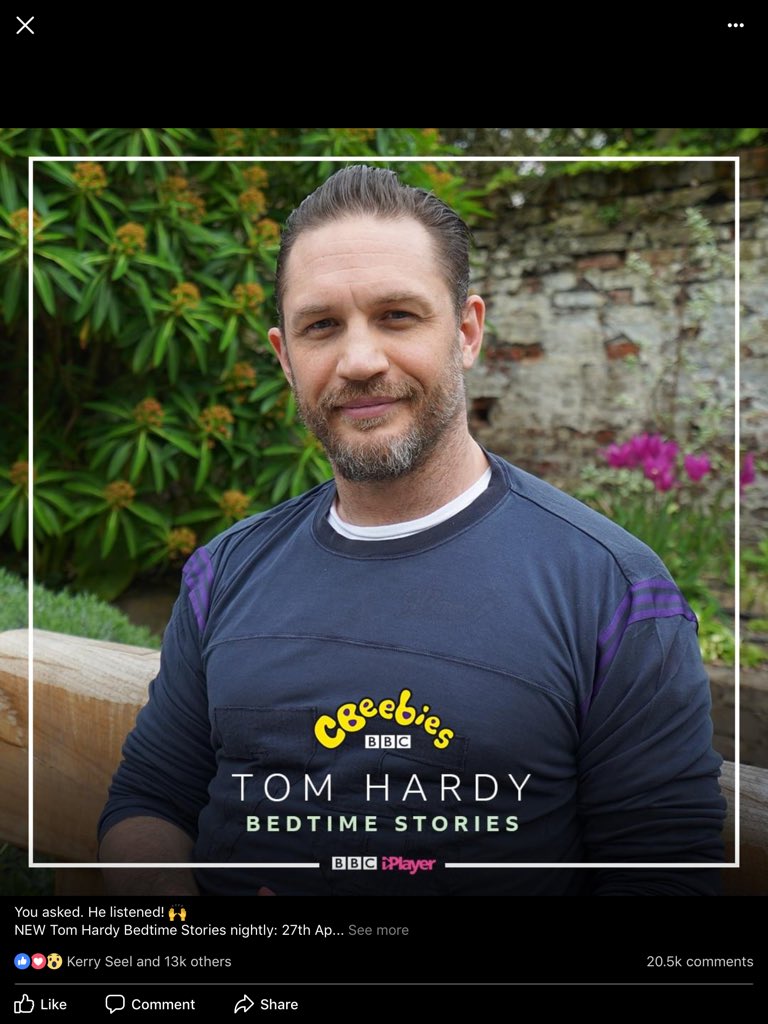 NurseryPoplar's tweet photo. CBeebies Bedtime Stories: from the 27th April to 1st May actor Tom Hardy will be reading a Bedtime storey every night. https://t.co/VnxAOlTjOW