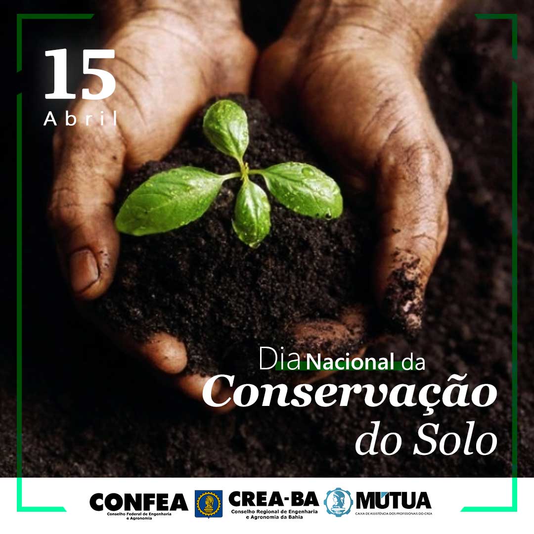 CreaBahia's tweet photo. Hoje, 15 de abril, é comemorado o Dia Nacional de Conservação do Solo!

Nós do Crea-BA, desejamos que hoje, e em todos os outros dias, haja conscientização e ações para combater a poluição do nosso solo! #DiaNacionaldeConservaçãodoSolo #CreaCompromisso https://t.co/R7SafgSQ27