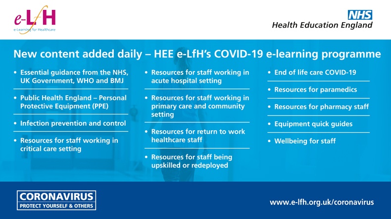 We are adding new content to the HEE e-LfH’s COVID-19 e-learning programme regularly.  Resources for pharmacy staff now available. The content is free and open access for all.  Please share with those working in and returning to healthcare.
orlo.uk/KHlUO
#HEETEL