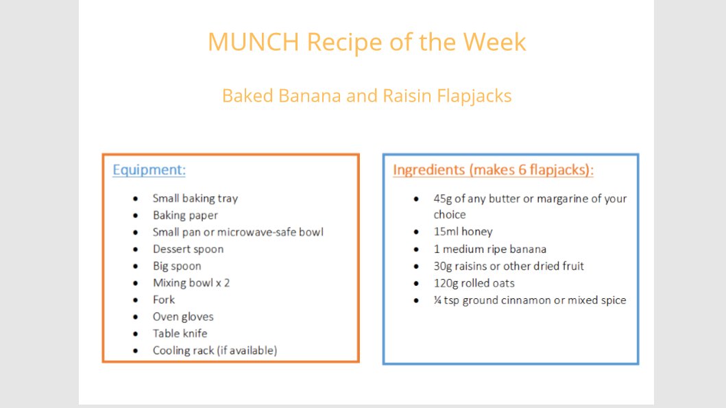 MiMarylebone's tweet image. #Munch #RecipeoftheWeek - an initiative designed to keep the ladies at the @MarylebonePrjct busy during #Isolation

Check out this weeks recipe - Baked Banana &amp;amp; Raisin Flapjacks. 

Find the recipe here 👇 if you want to give it a try @ home! #IsolationBaking