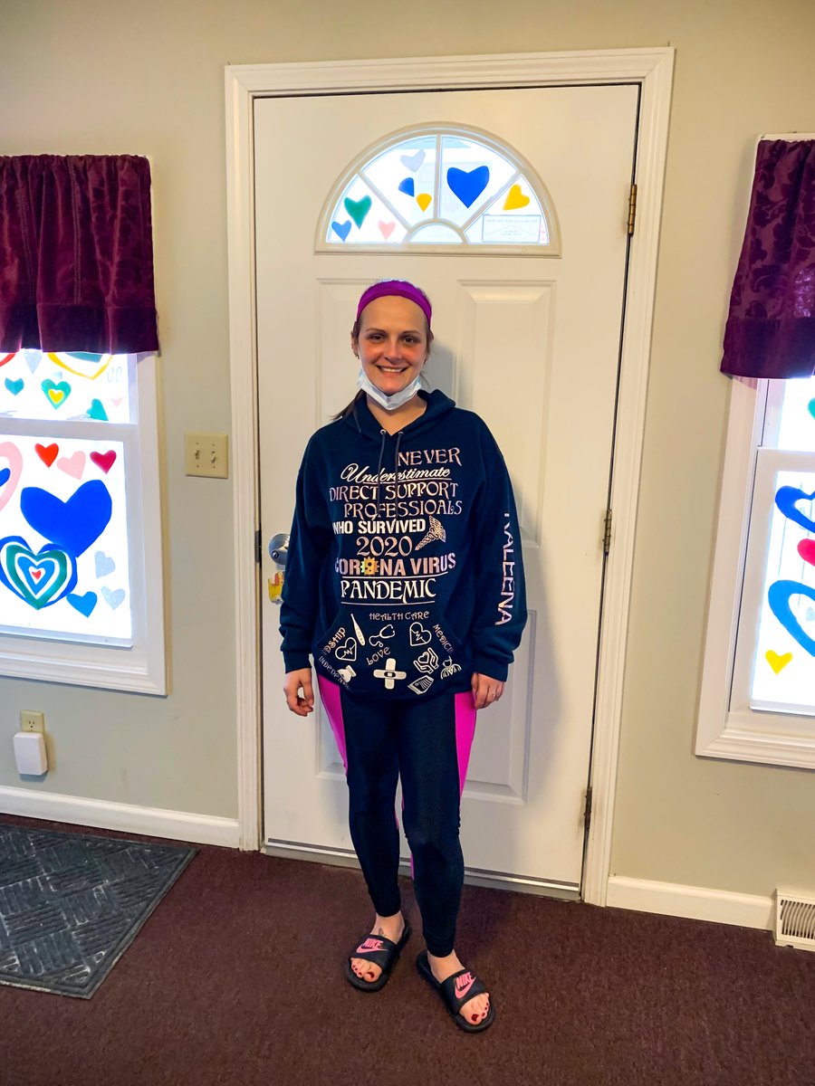 The_ArcOLC's tweet photo. Don't ever make the mistake of underestimating amazing Direct Support Professionals like Kaleena! Check out this awesome sweatshirt she had made. #loveit #wearessential https://t.co/lp30KEUXtQ