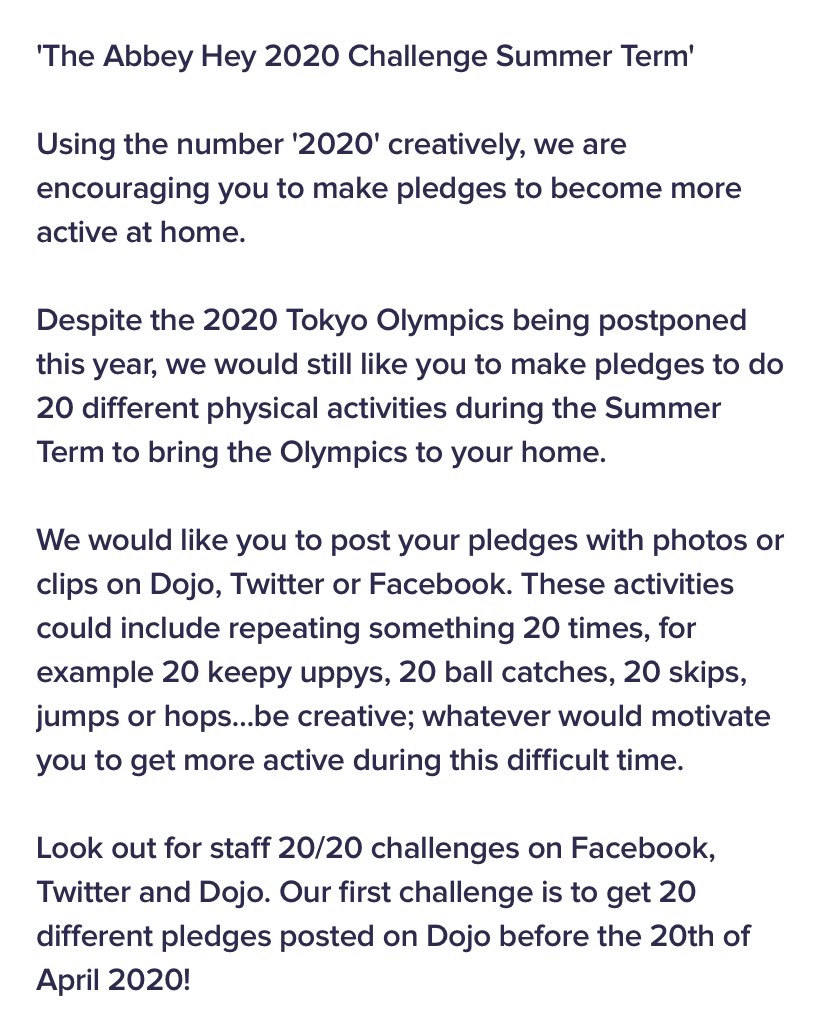 AbbeyHey1's tweet image. Join Us for #Challenge2020 @UnitedSport1 @UnitedLearning