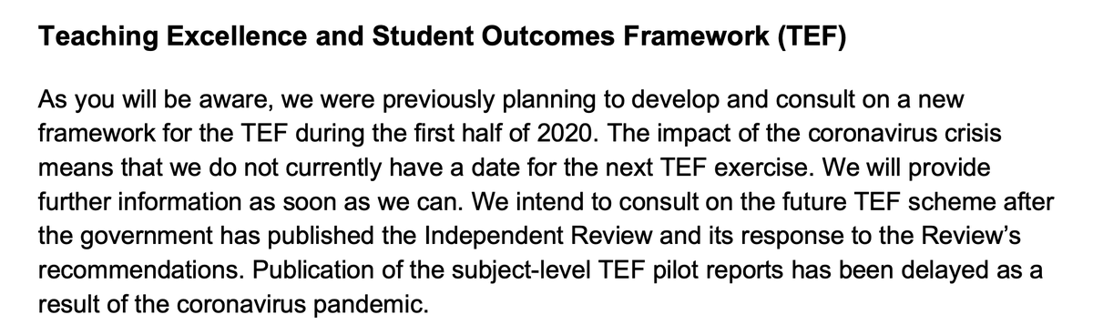 JohnnySRich's tweet photo. RIP #TEF 

@officestudents snuck out this announcement in a letter today to universities. 

Is this the end for TEF? Will it ever rise again? I think there’s a lot we can read into this announcement and its low-key mode of delivery. 
1/… https://t.co/vDQBWnh9Gf