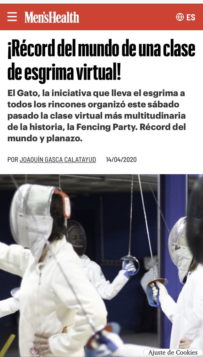 Superamos el récord de alumnos de una clase online de esgrima. ¡Gracias a <a href="/menshealthESP/">Men's Health España</a> por compartirlo! Y muchas gracias a todos los que participasteis. Próximo objetivo la INTERNATIONAL FENCING PARTY! @