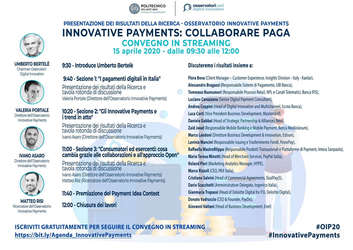 Osserv_Digital's tweet photo. Al via alle 9:30 il Convegno "Innovative Payments: collaborare paga". Segui l'evento in streaming: 
#OIP20 #InnovativePayments https://t.co/C40YLpOLfL https://t.co/pwwp322gTk