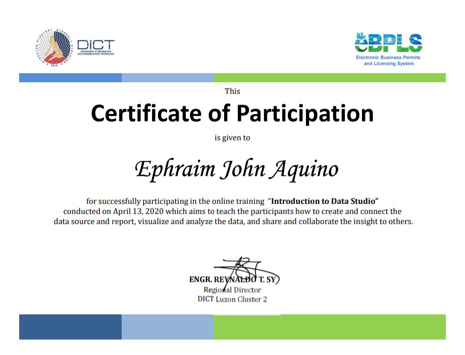 Thanks <a href="/DICTgovph/">Department of ICT PH</a> #DICTLuzonCluster2 for this upskill training! #GoogleDataStudio 🙌