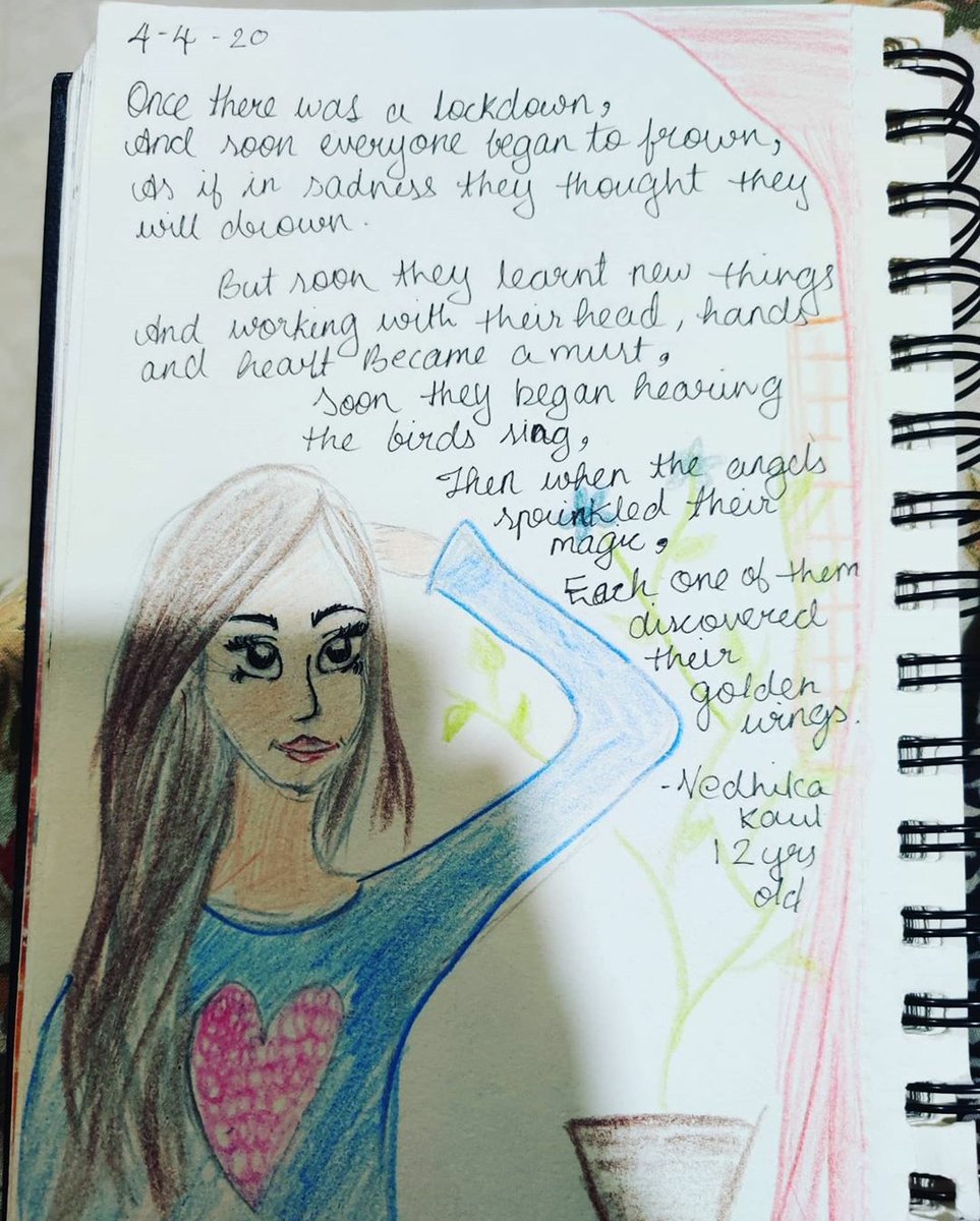 Here's 12-year old Vedhika Kaul from Mumbai sharing her voice through art on what this  #Lockdown means to her. Thanks to Geetanjali Shetty Kaul for sharing this with us!  #CovidKids  #VoicesOfChildren  #StayAtHomeKids  #LittleHumans