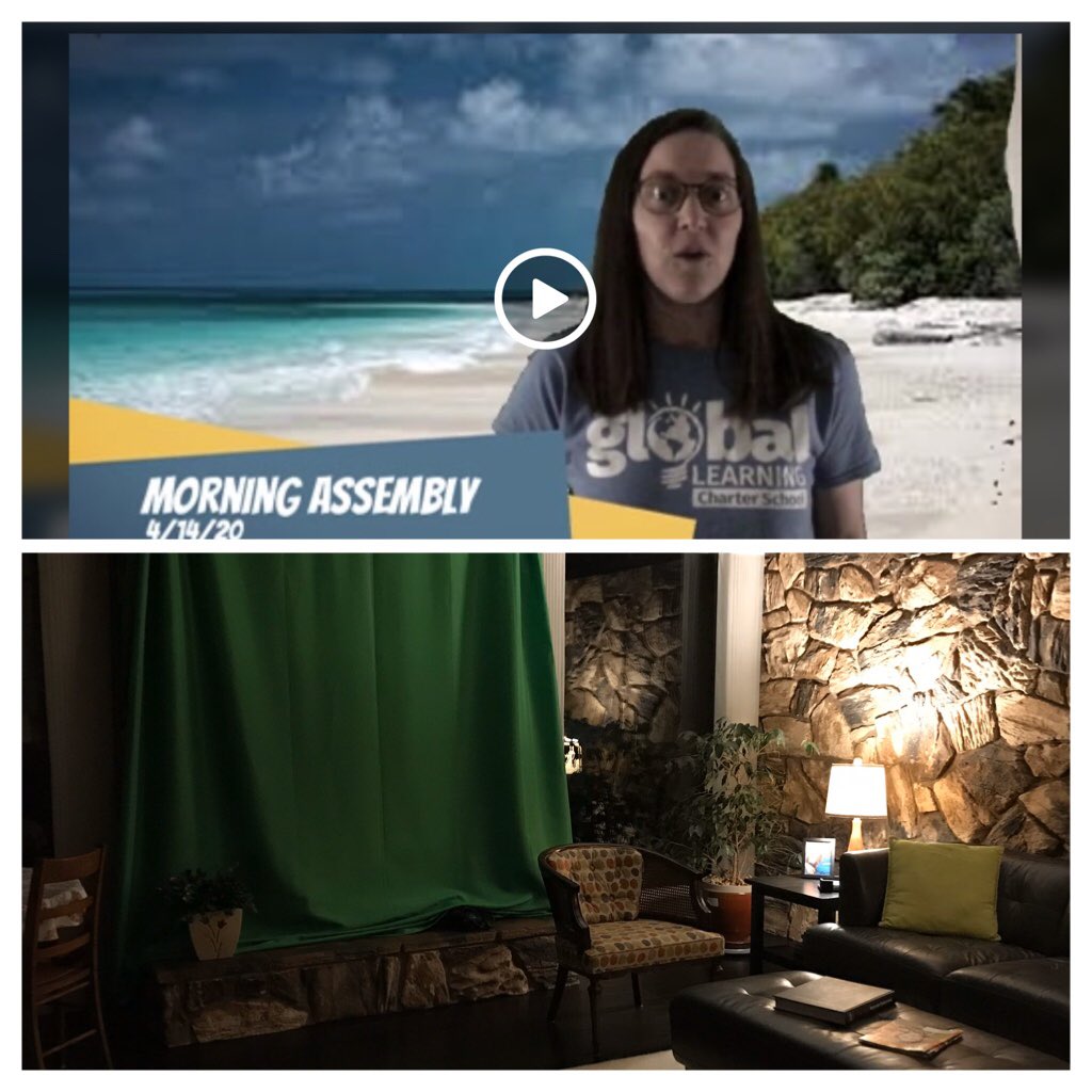 What happens to your living room when you have to go digital for your weekly morning assemblies! #chromakey @wevideo <a href="/GLC_VUSD/">Global Learning</a>