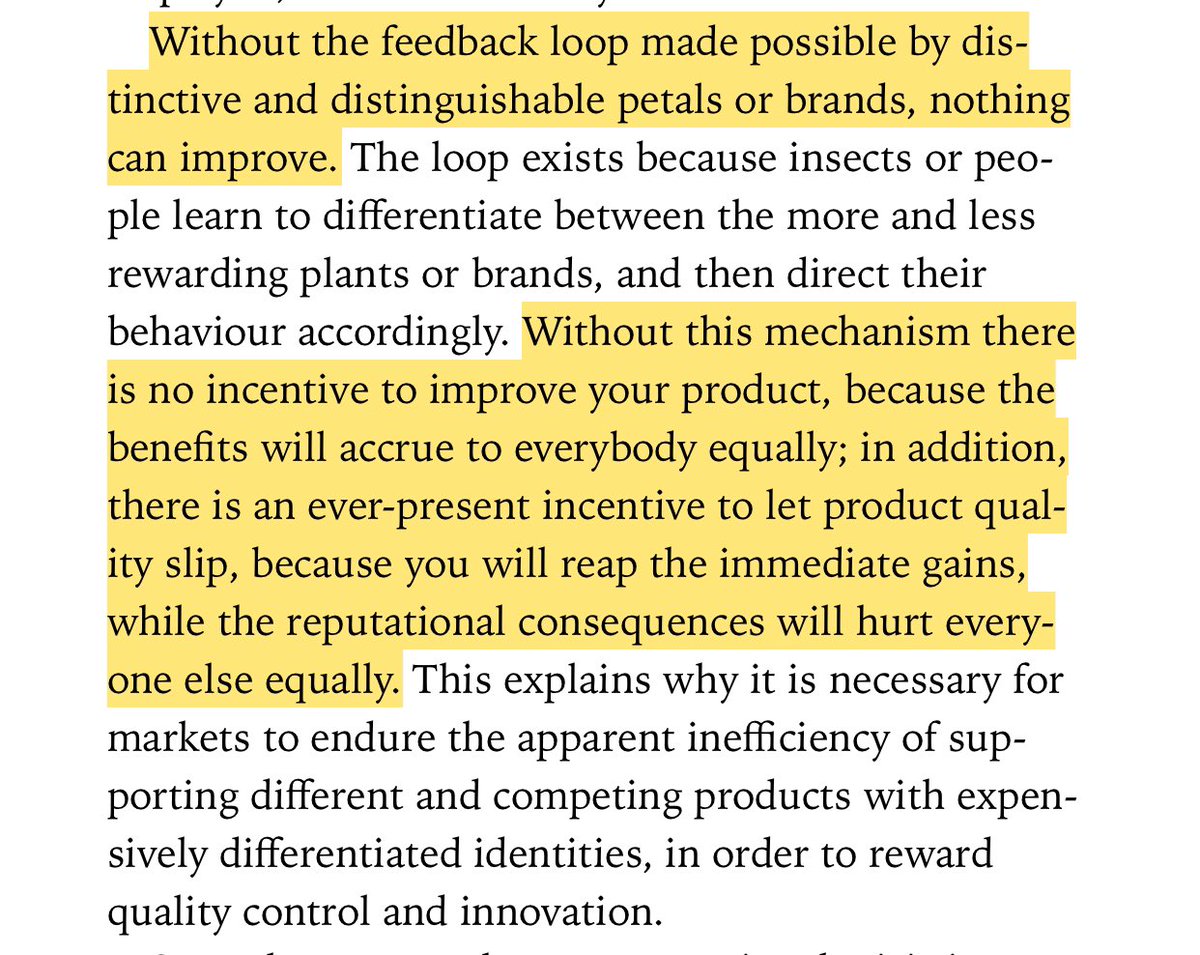 “In addition, there is an ever-present incentive to let product quality slip, because you will reap the immediate gains, while the reputational consequences will hurt everyone else equally.”