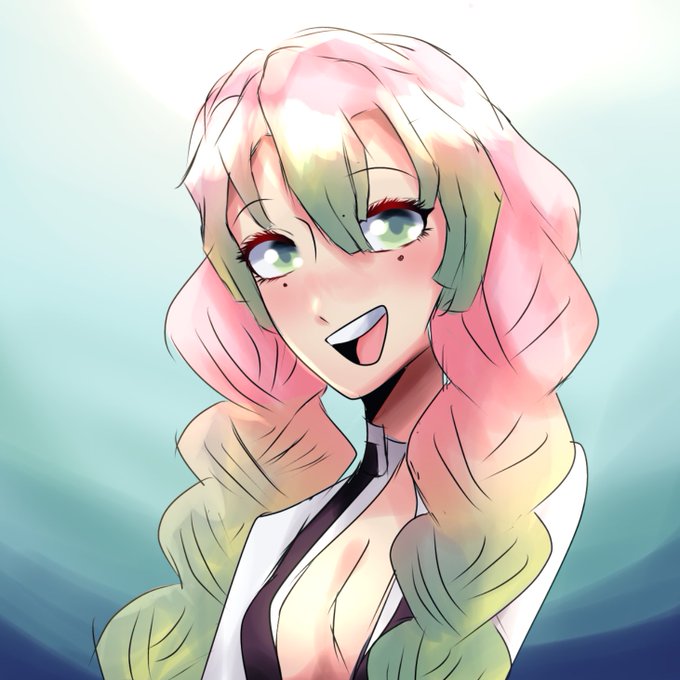 moved accountsさんがTwitterに投稿した甘露寺蜜璃(鬼滅の刃)のイラスト。