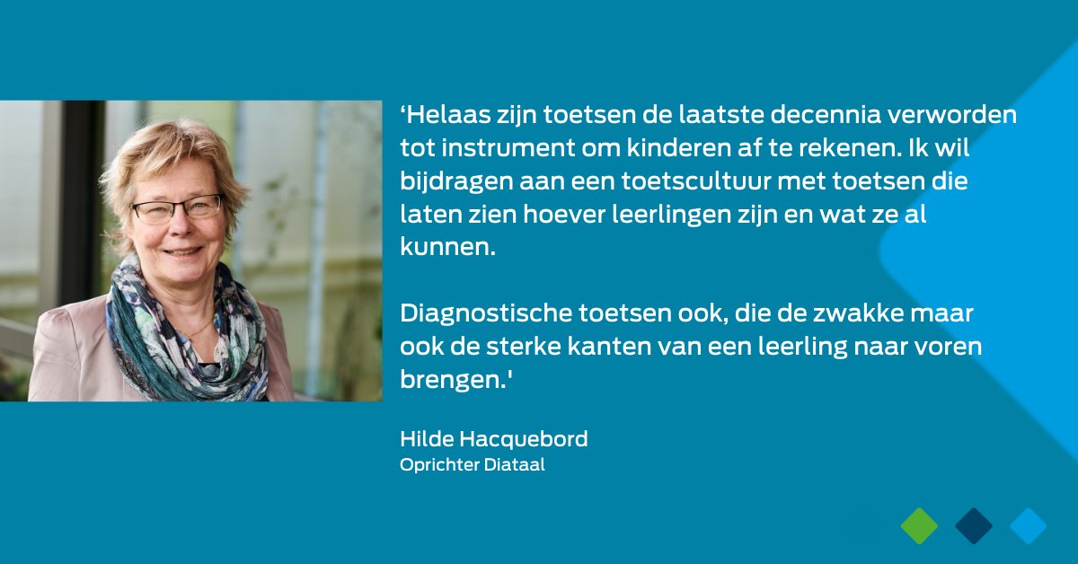 Diataal's tweet photo. In 2011 maakte Hacquebord de overstap van de universiteit naar haar eigen bedrijf. Haar drijfveer was bij te dragen aan een positieve toetscultuur in het onderwijs. ‘Toetsen zijn niet bedoeld om af te rekenen, maar om verder te komen.' https://t.co/sh1eLbKbCt https://t.co/jr8y4CeEPG