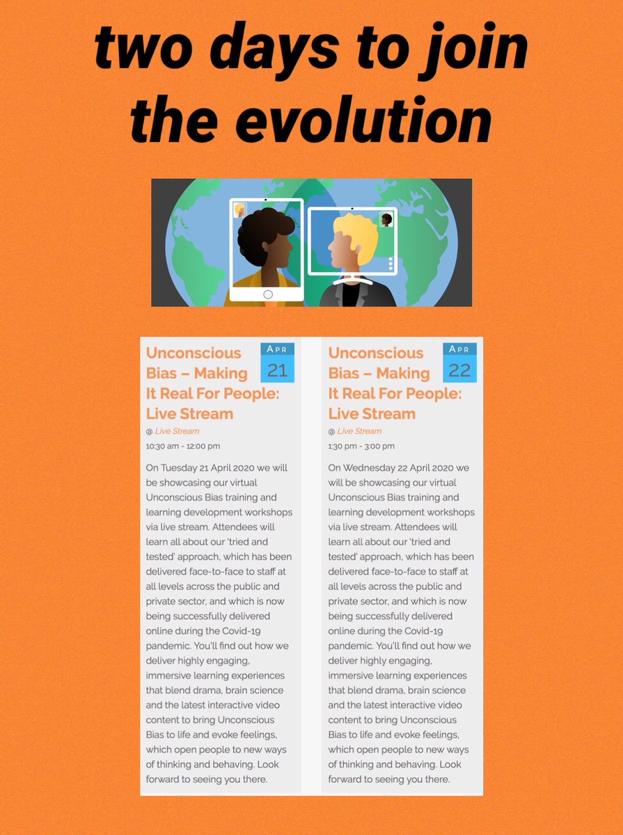 We are running two sessions next week on Unconscious Bias, they are livestream sessions that aim to bring the enact experience to your remote work station! Visit our events page to find out more... #livestream #unconsciousbias #alwaysdeveloping
