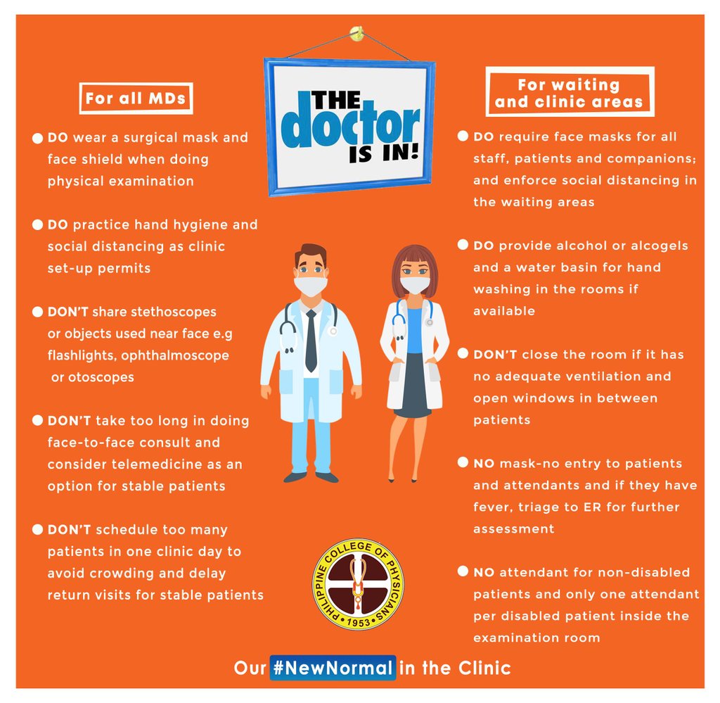 pcp1953's tweet photo. A Friendly Reminder from the Philippine College of Physicians upon return to our clinics. #imcares #imfrontliners https://t.co/DfugnEzem1