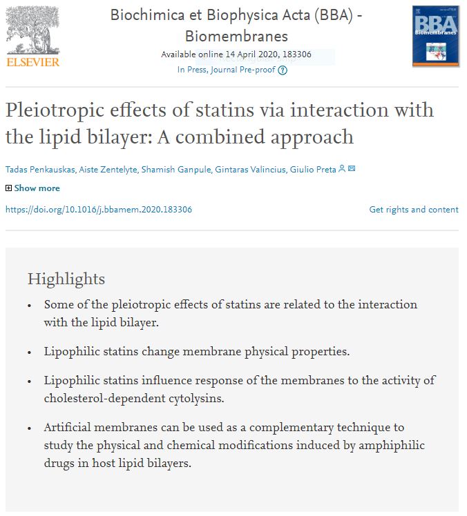 BiomembranesLSC's tweet photo. Our most recent work together with the Department of Molecular Cell Biology is now published in @BBAjournals Biomembranes. Combining biophysical and biological methods for statin-membrane interaction studies.
https://t.co/l8lgtbEyLA https://t.co/XpFC3n24Fx