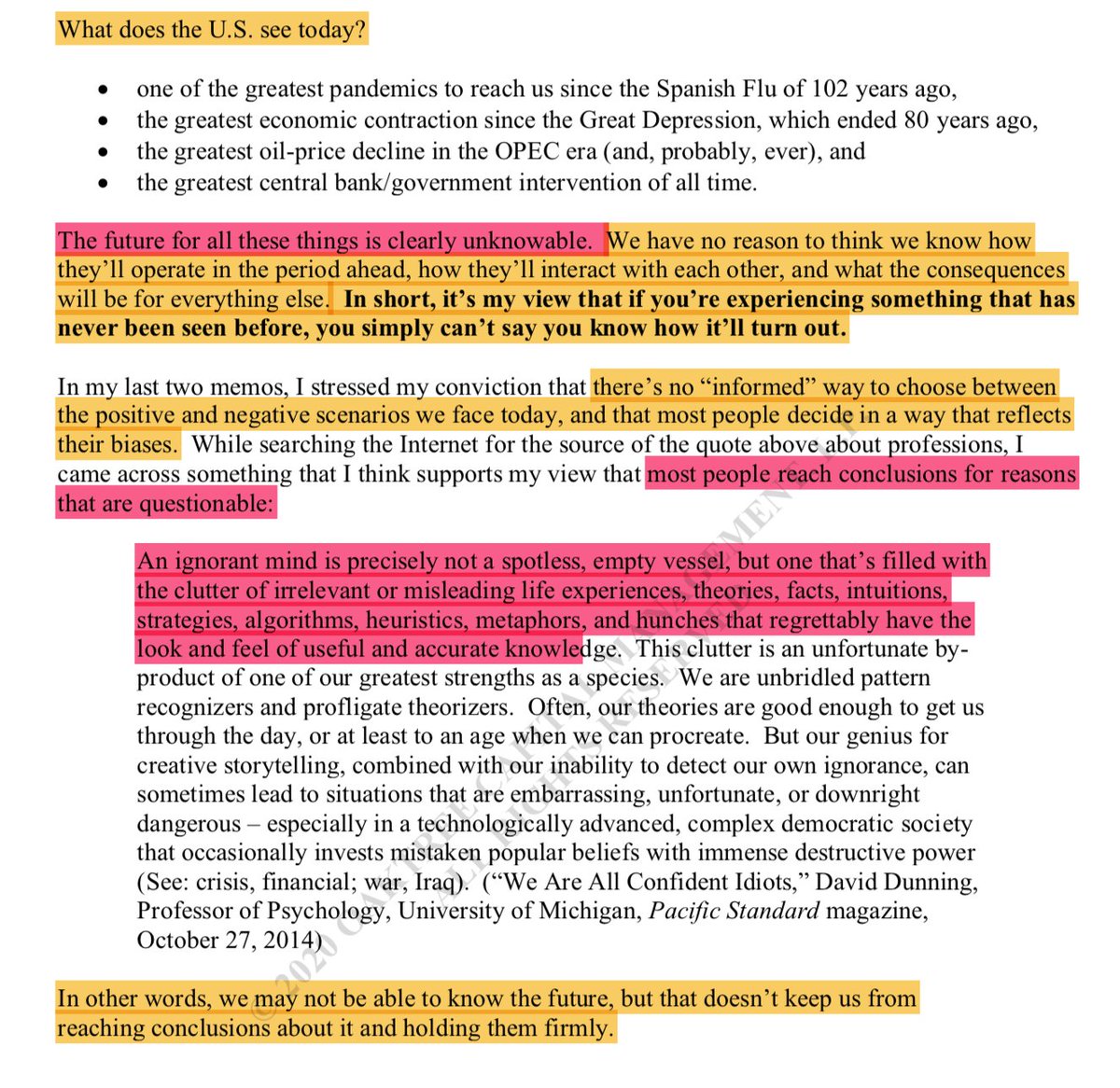  @HowardMarksBook's latest Memo raises plenty of good questions and makes some strong points on  #investing in general and the situation at hand more broadly:  https://www.oaktreecapital.com/docs/default-source/memos/knowledge-of-the-future.pdf  #GlobalTrends  #Macro  #Risks  #Fed  #US A few takeaways...(1/3)