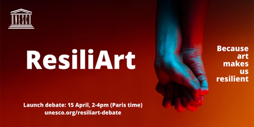 UNESCOEU's tweet photo. In times of crisis, we need #culture more than ever!

On #WorldArtDay, join @UNESCO's 1st edition of #ResiliArt and discover how we can ensure the continuity of arts and culture during these challenging times.

📅 April 15
🕔 2 pm CEST
👉 https://t.co/hj3K13uXQO https://t.co/KBavr2beAz