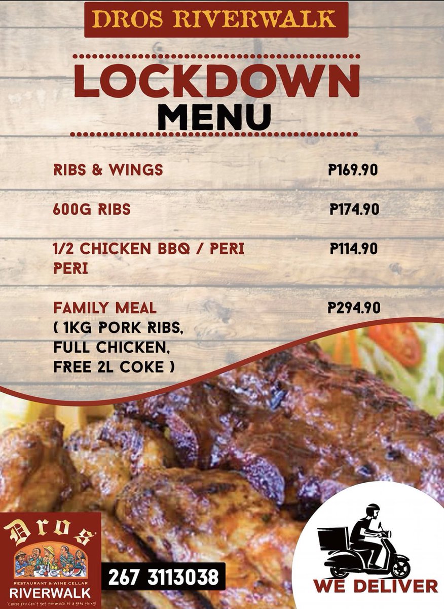 Dros riverwalk is also doing call in orders and deliveries at 3113038