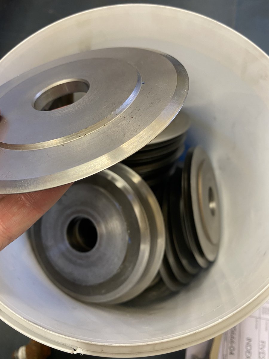 CentralGrinding's tweet photo. Slitting discs ready to be ground that are for a machine that produces alcohol wipes and dressing that supplies the NHS! 🧑🏽‍⚕️🏥 #Engineering #NHS https://t.co/T5FIyjJxCc