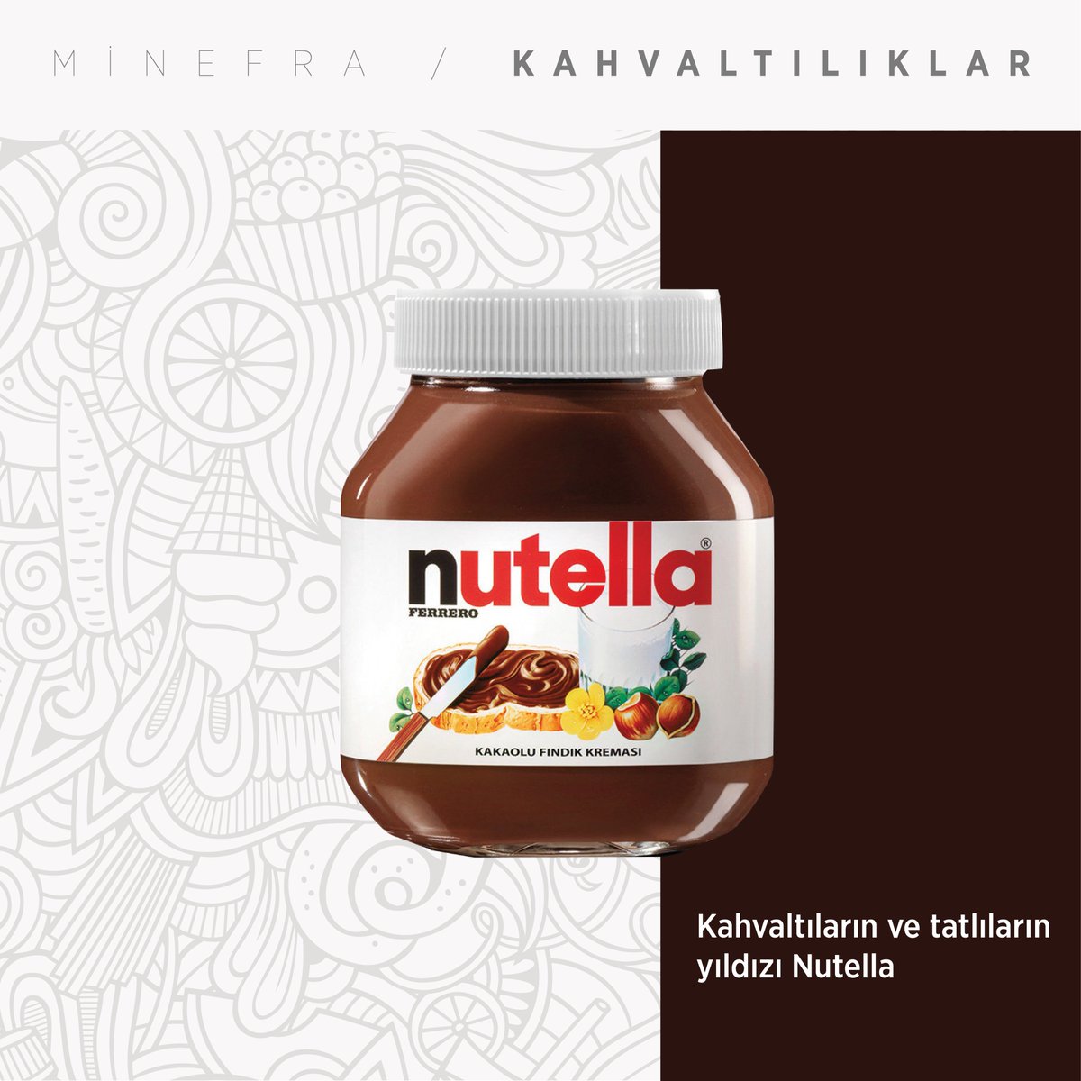 MinefraGida's tweet photo. Her zaman en iyisini, en kalitelisini taşıyan Minefra, kahvaltıların ve tatlıların aranan lezzeti Nutella’yı da stoklarında bulunduruyor!
-
☎ Detaylı bilgi için: 0212 444 2 751
-
#minefra #minefragıda https://t.co/rPnbHClQcl