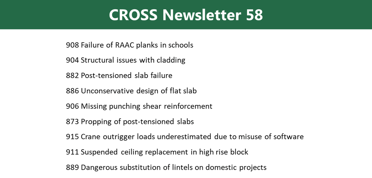 cross_safety's tweet photo. CROSS Newsletter 58 has been published: https://t.co/eGGATTeMgE
Please share it with your network
#confidentialreporting #structures #safety #engineering #structuralengineering #sharinglessonslearned #structuralsafety #workright https://t.co/Wdxii4Eupq
