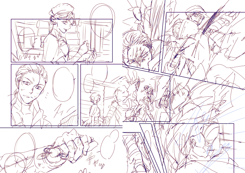 1Pくらい描いたら今日は描いたなって気持ちになってしまう。ペン入れ入ったら早いと思うんだけど、コマ割りが苦手で下書きの時間が凄くかかるようになったなぁ。 
