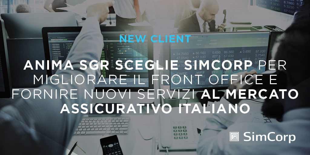 SimCorpItaly's tweet image. Un grande benvenuto ad @ANIMA_Sgr nella  community dei Clienti di #SimCorp
#assetmanagement #insurancemandate #SimCorp #sgr #investment #gestione
bit.ly/3b8U8hb