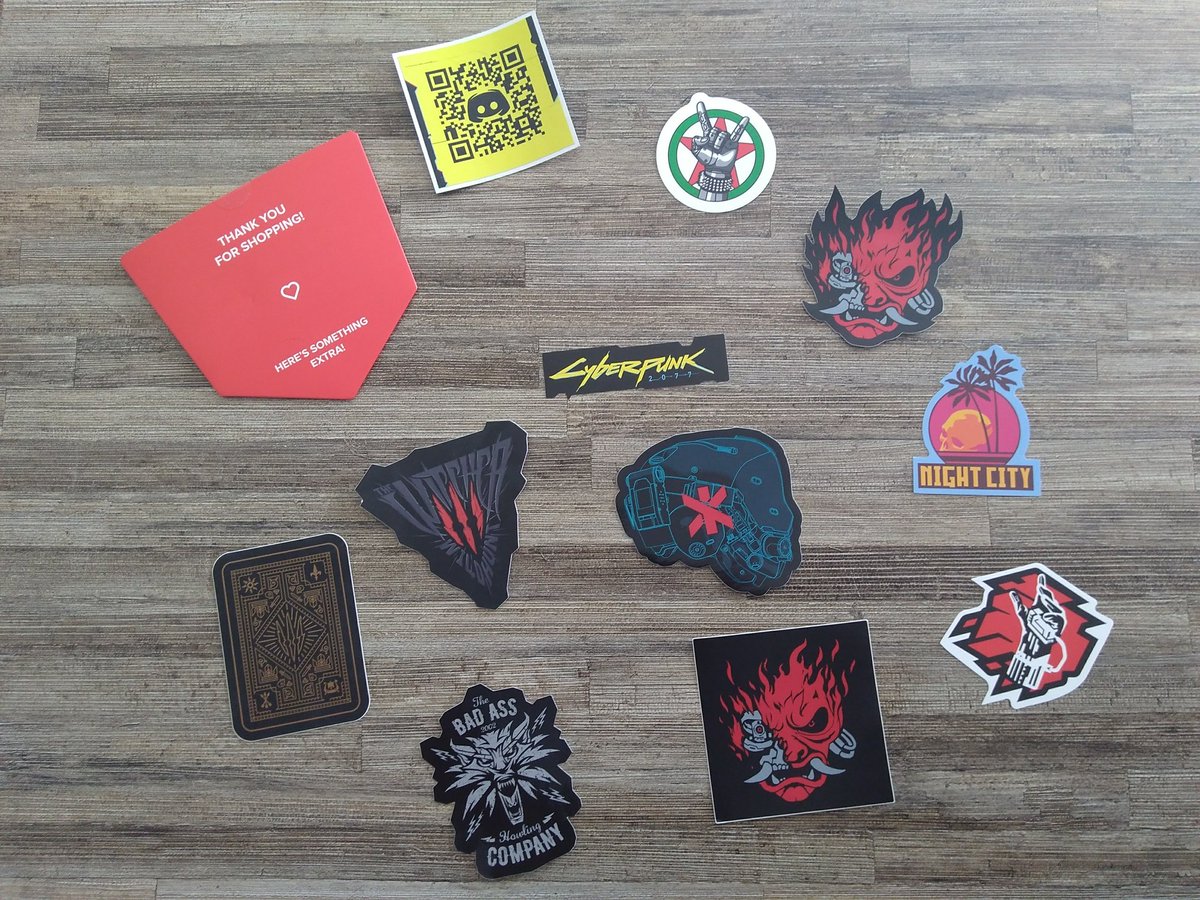 BraindanceP's tweet photo. The last time i collected stickers was 20 (?) years ago. @CDPROJEKTRED catapults me into my past. Thanks for everyone of them. I love it. Only the album is missing... 😄😉 #cdprstore #stickers #goodies #Cyberpunk2077 #thewitcher #gwent https://t.co/U51OS2J1cw