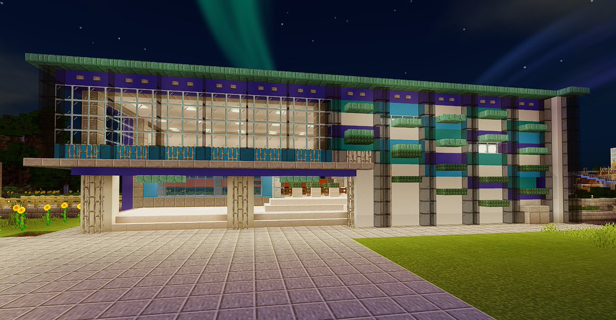 6g Creator W בטוויטר 新立花駅 2階建て を建てました 2階には商業施設を設ける予定です 青をベースに海ブロック やコンクリートを使い 装飾しました Minecraft建築コミュ Minecraft マイクラ マインクラフト バニラ建築学部 昔の駅舎は に出して
