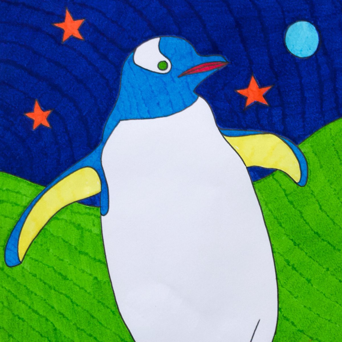 Each work is in ink on paper & is A3 sized (11.7 x 16.4 inches; 29.7 x 42cm)Adélie Penguin (2020)