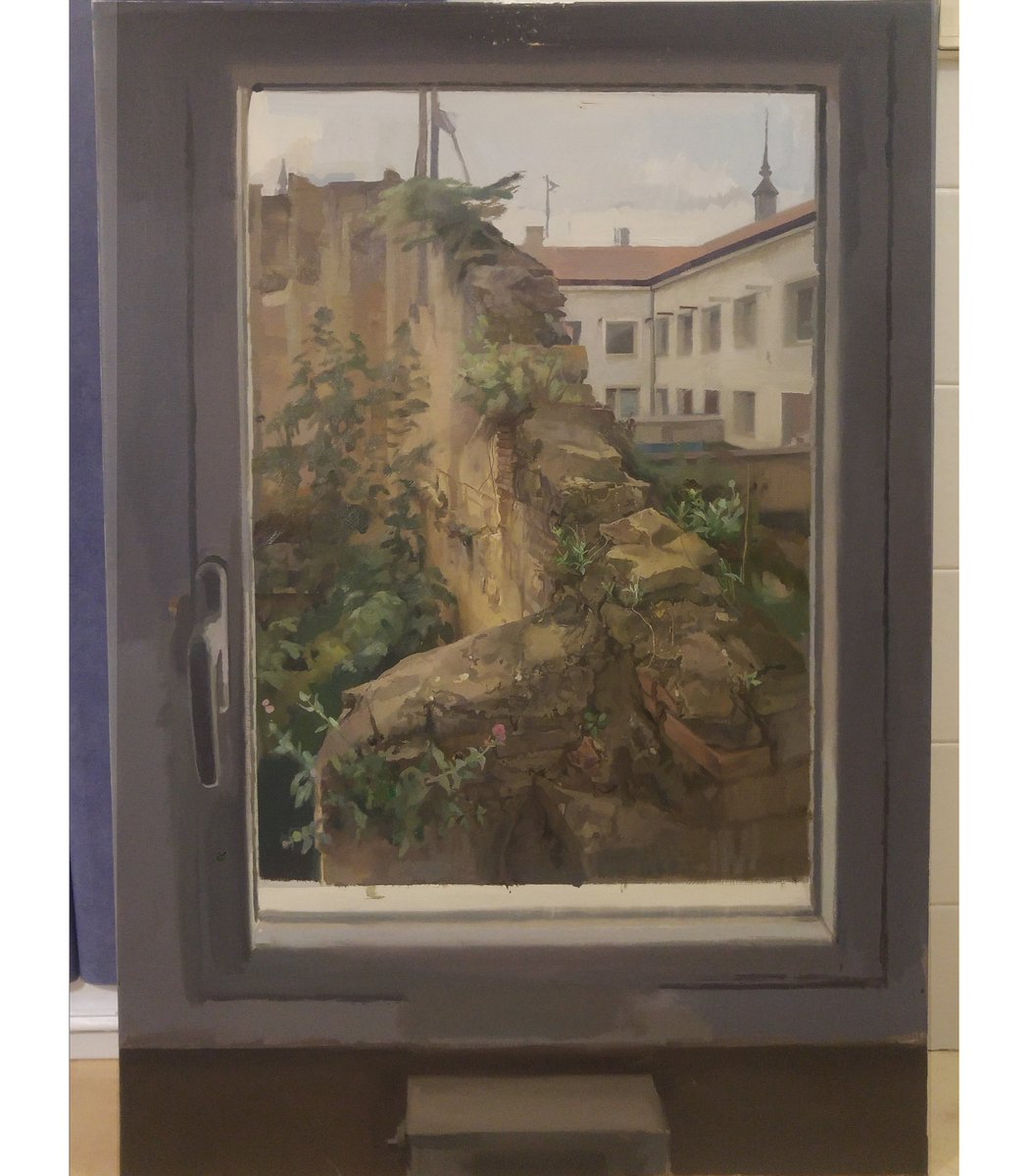 EduardoAlsasua's tweet image. Óleo//acrìlico//lienzo. Uno de los cuadros que he comenzado estos dìas en casa.
#paint #paintinprogress #window #landscape #gris #ocre #ruins #realism #contemporaryrealism #contemporarypainter #contemporaryartwork #figurativepainting #contemporaryart #yomequedoencasa  #acrilyc