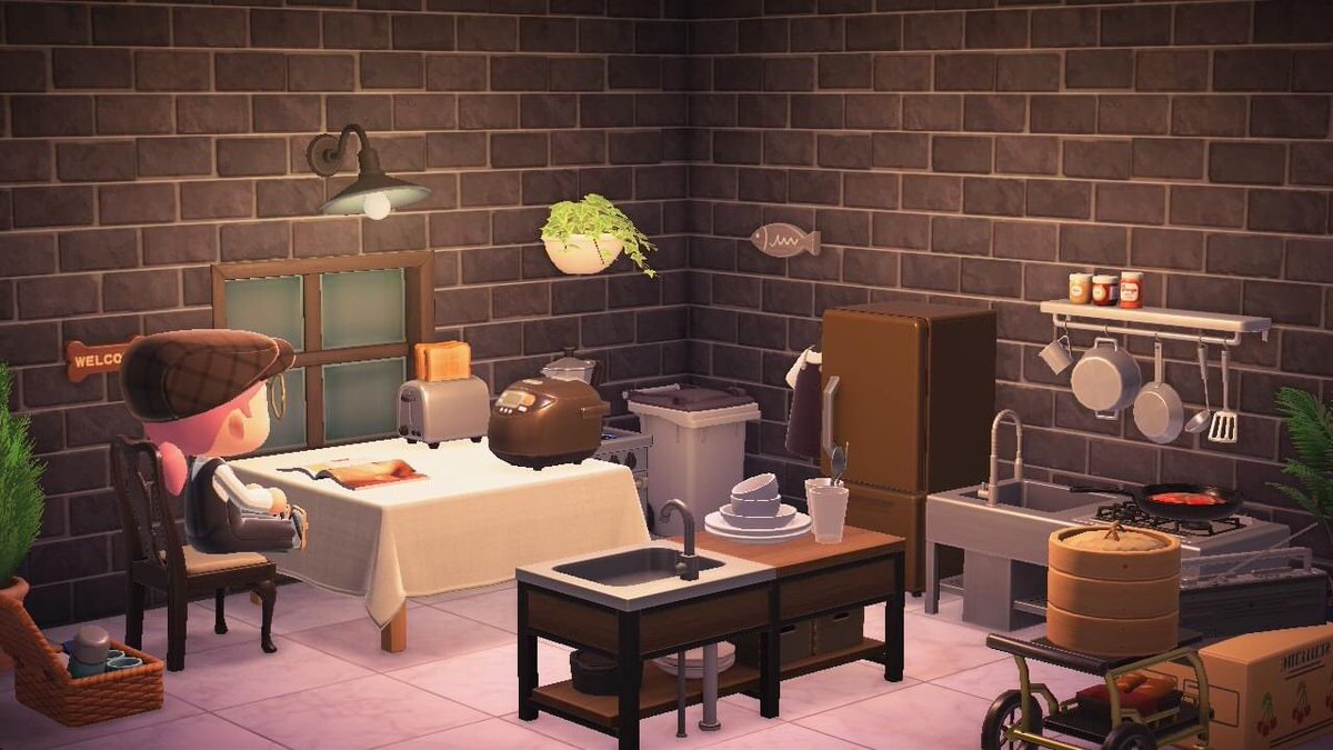 Ok Im gonna make a room update thread:  #ACNH   - I now have a kitchen! sold my soul for an ironwood kitchenette (still don’t have the recipes for the board or dresser) AND managed to get a more premium sink