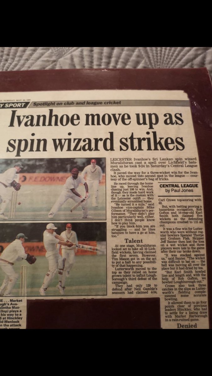 IvanhoeCC's tweet photo. Morning all, 
This morning we bring you a lovely reminder of a chap that was once an Ivanhoe player!! Muttiah Muralitharan played for the club in the early 90’s just before his Test call up where he went on to play 133 test’s taking 800 wickets!!! https://t.co/9wo8sr0sLK