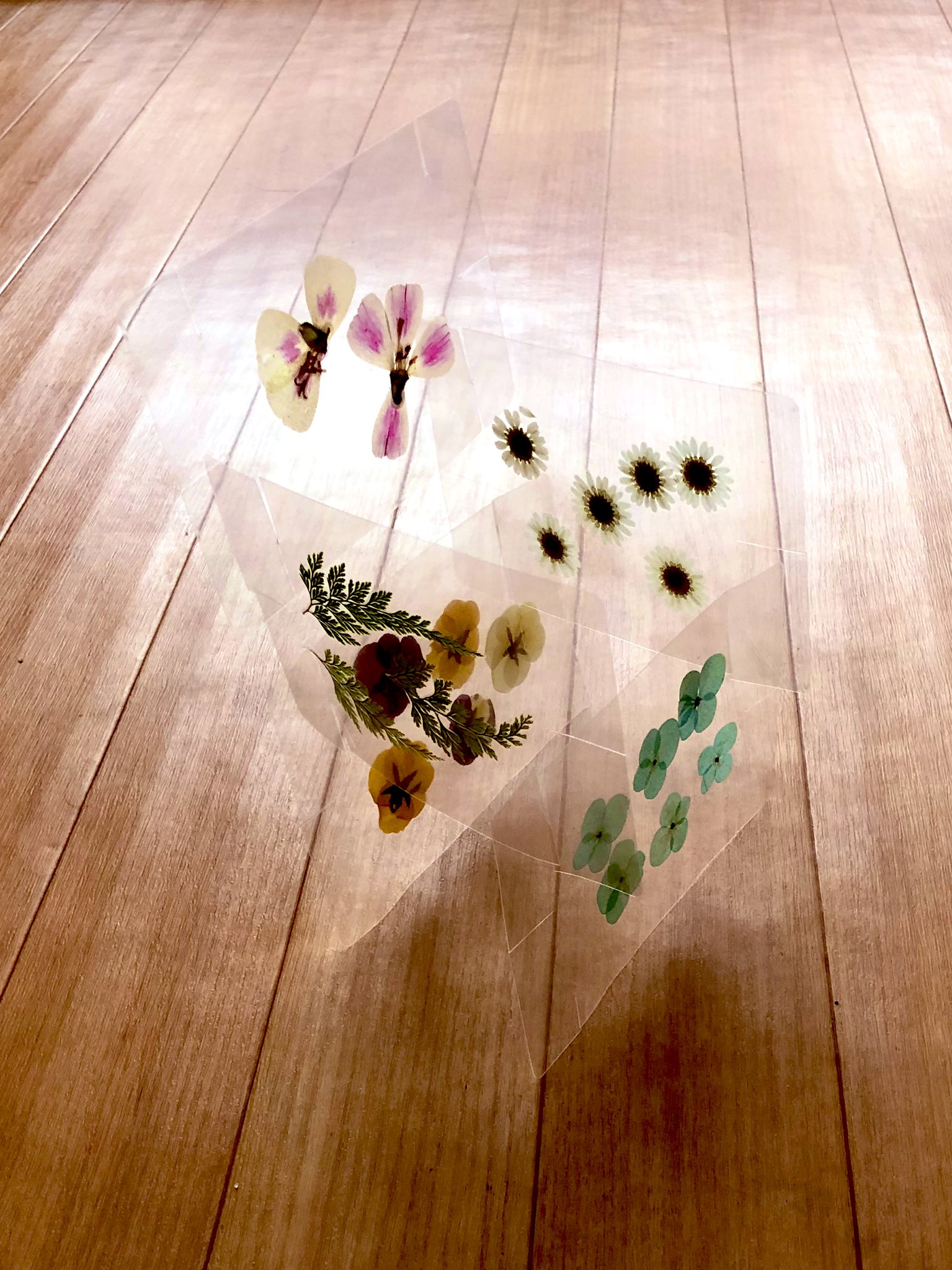 あるる工作会社 植物をラミネートする時は必ず押し花にしてしっかり乾燥させたものをラミネートしてください 乾燥が不十分だと水蒸気で破裂して機械が壊れることもあるそうです 100円ショップの造花でも試したんですが チープかわいいのができます