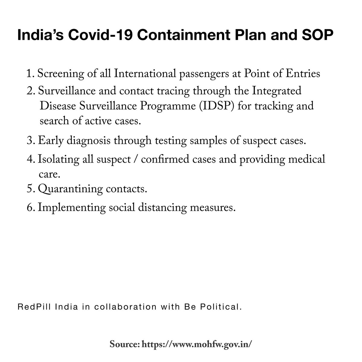 India's COVID19 Containment Plan & SOP