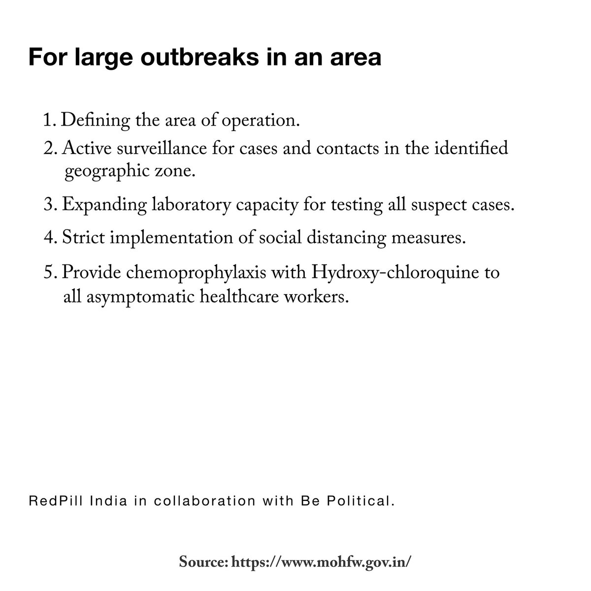 Measures for a large outbreak in an area