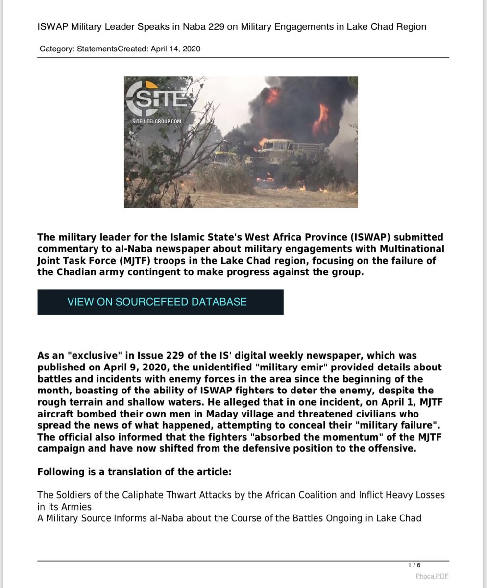 ottotgs's tweet photo. Breaking : #ISWAP desperate commander likely #Albarnawi of thé #AbbaGana faction sends propaganda report to ISIS core on recent #Chad #Nigeria #Niger onslaught.#Cameroon & #Benin missing in recent MNJTF campaign - report indicates the group is seriously weak & looking 4 support. https://t.co/vkiNRzjxqV