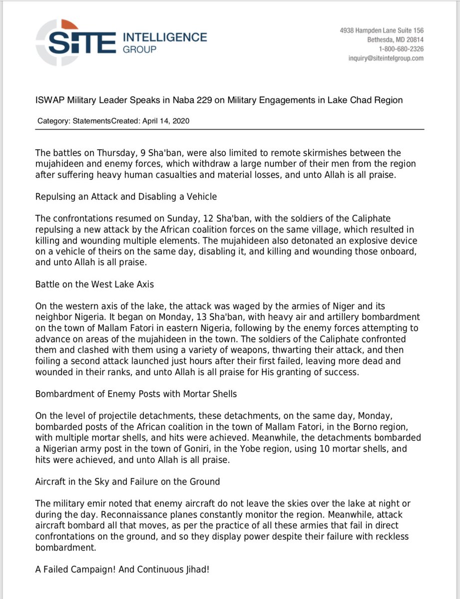 ottotgs's tweet photo. Breaking : #ISWAP desperate commander likely #Albarnawi of thé #AbbaGana faction sends propaganda report to ISIS core on recent #Chad #Nigeria #Niger onslaught.#Cameroon & #Benin missing in recent MNJTF campaign - report indicates the group is seriously weak & looking 4 support. https://t.co/vkiNRzjxqV