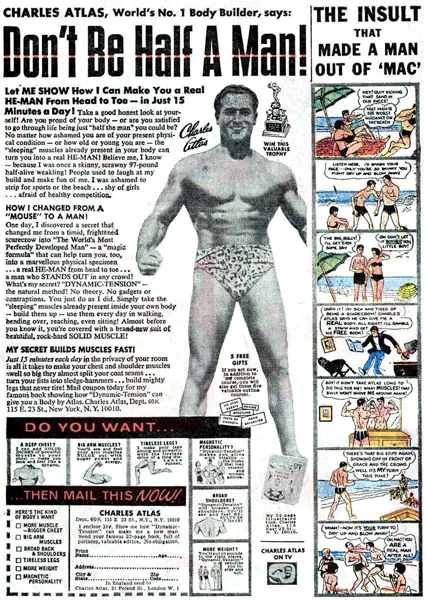 Charles Atlas Man Picked On Bodybuilding Course 1998 Vintage Print Ad