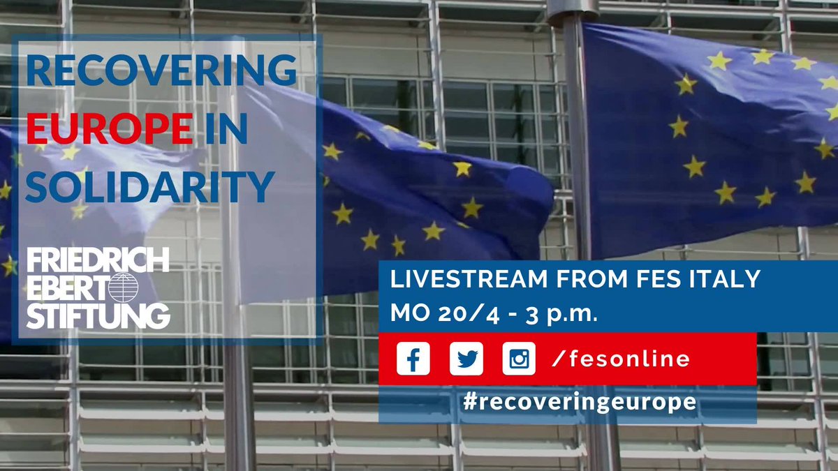 FES-Italia (@fes_italia) on Twitter photo 🎥Livestream from <a href="/FES_Italia/">FES-Italia</a> on April, 20th: "Recovering Europe in solidarity". How to bridge the north-south divide and enable #Europe to combat the economic consequences of this crisis in solidarity.
Click here for keeping updated facebook.com/events/2344784… 👉#recoveringeurope 🎥Livestream from <a href="/FES_Italia/">FES-Italia</a> on April, 20th: "Recovering Europe in solidarity". How to bridge the north-south divide and enable #Europe to combat the economic consequences of this crisis in solidarity.
Click here for keeping updated facebook.com/events/2344784… 👉#recoveringeurope