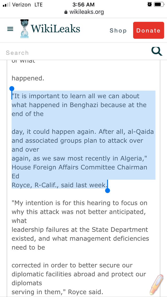 C’td: ... A draft or copy of the Yahoo story is emailed in full to Secretary Clinton, who asks that it be printed.That copy or draft has one critical difference from the version published by Yahoo. The references to Algeria are entirely different between the two versions.