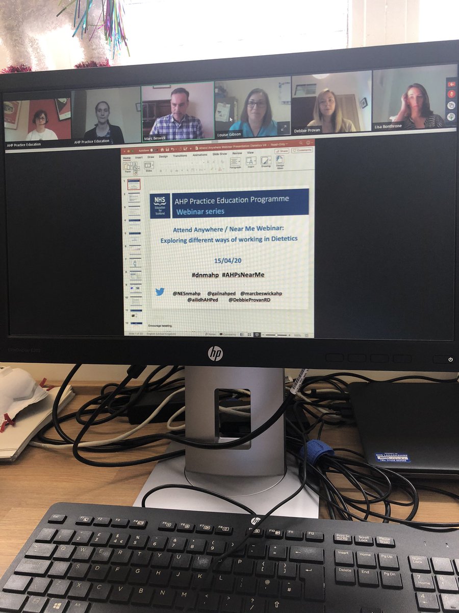 Watching dietetic webinar on attend anywhere 🤗 thanks @NESnmahp for facilitating this! Big shout out to  @Gibson80Gibson representing @NHSLDietetics 🙌🏼 #dnmahp #AHPsNearMe