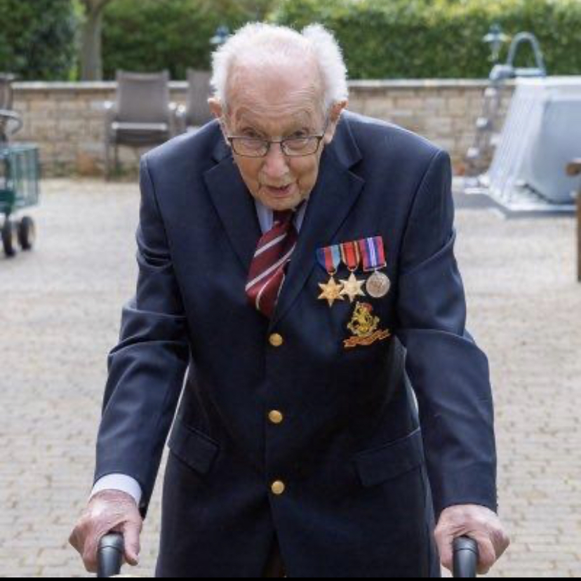 AllInUK1's tweet photo. 99 year old Captain Tom Moore is walking 100 lengths of his garden in order to raise money for the NHS. Captain Tom's target was to raise £1000, and so far he has raised a massive £5.5 million! To donate, https://t.co/WediYPPaqg 

#walkwithtom https://t.co/JkHpqjYL3o