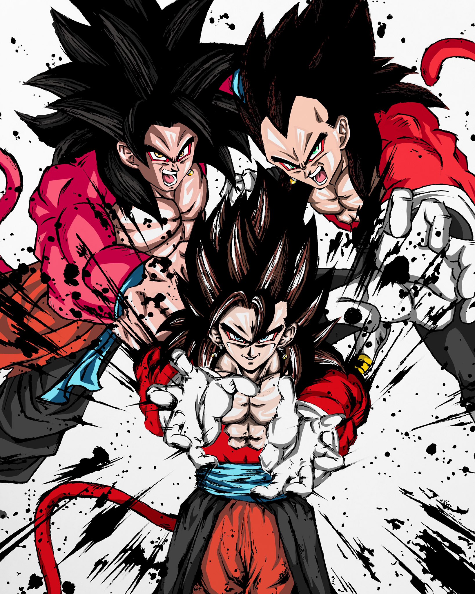 Twitter かず على تويتر そろそろ新規イラスト描きますか ドラゴンボール スーパーサイヤ人4 墨絵 T Co Pqgovenxbg