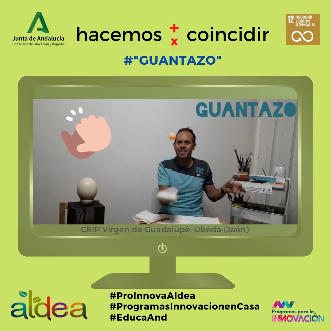 programaaldea's tweet photo. Proyecto-Idea para hoy!!
Te #Retamos a hacer un juguete... El guante-raqueta
Reciclando material y con creatividad, tendrás algo divertido con lo que jugar.
🏓🏸🥎
Ver tutorial📽️🎞️👉https://t.co/SCP1yh9YsQ
Hacemos➕❌Coincidir
#ProInnovaAldea
#ProgramasInnovacionEnCasa
#EducaAnd https://t.co/MKe3YTinKZ