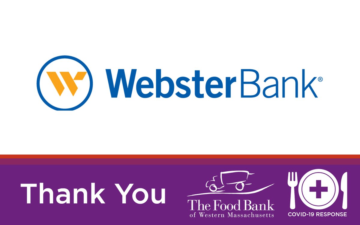 FoodBankWMA's tweet photo. The Food Bank would like to thank @WebsterBank for their continued support to our communities throughout western MA. Their $5,000 contribution will provide 20,000 meals to individuals and families in need during this time of crisis.
#FoodBankWMA #WebsterBank #COVID19Response https://t.co/BFPV9qwRbq