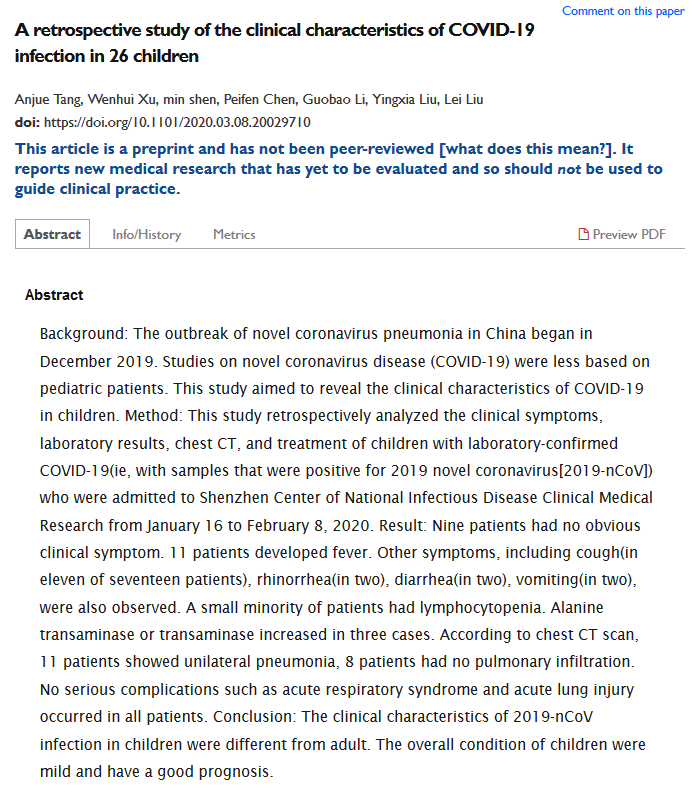 86/n En revanche on ne trouve pas de diminution mais plutôt une augmentaion des lymphocytes chez des enfants majoritairement peu ou asymptomatiques  https://www.medrxiv.org/content/10.1101/2020.03.08.20029710v1