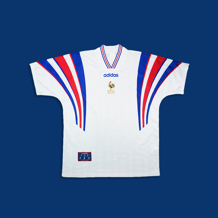 France Euro '96 away by AdidasCan you think of any other shirts with a central crest?