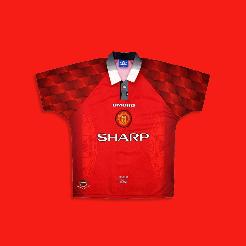 Man United 1996-98 home by UmbroCan you think of any other shirts with a central crest?